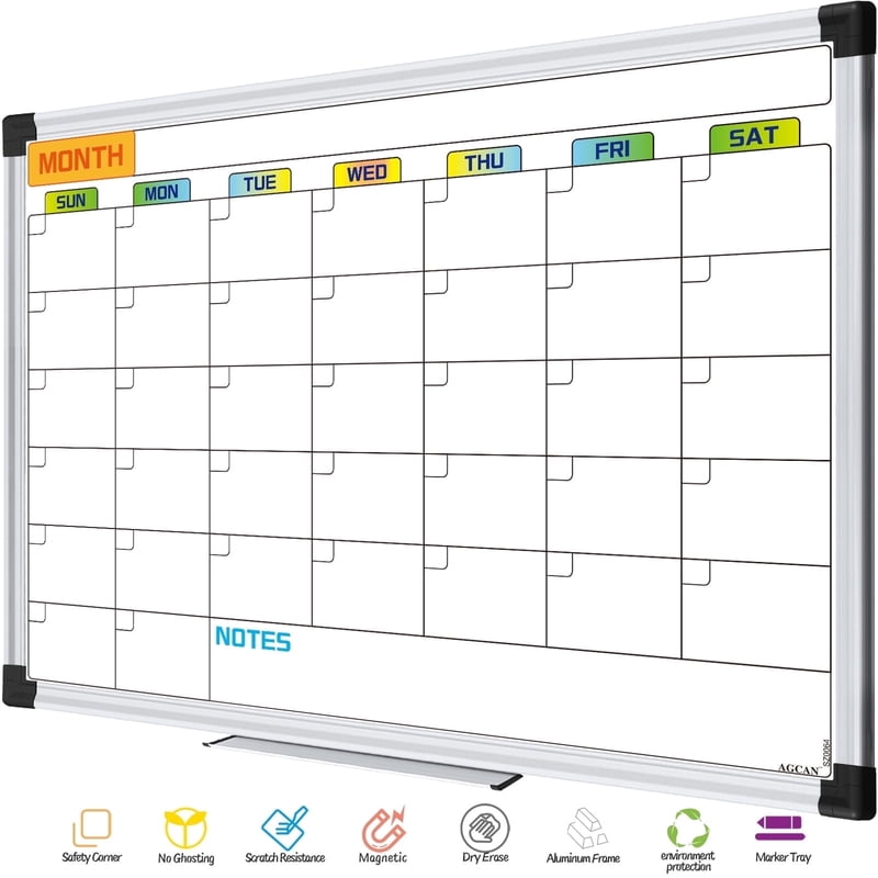 Magnetic Dry Erase Calendar Whiteboard Wall Mount for Home Office Classroom