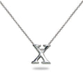 Sterling Silver Letter X Necklace 15-inch Chain with Extender, Personalized Gift