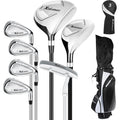 XDriveMax 8-Piece Right-Hand Golf Club Set for Men - Wood, Hybrid, Irons, Putter & Stand Bag (White) - Beginner Friendly