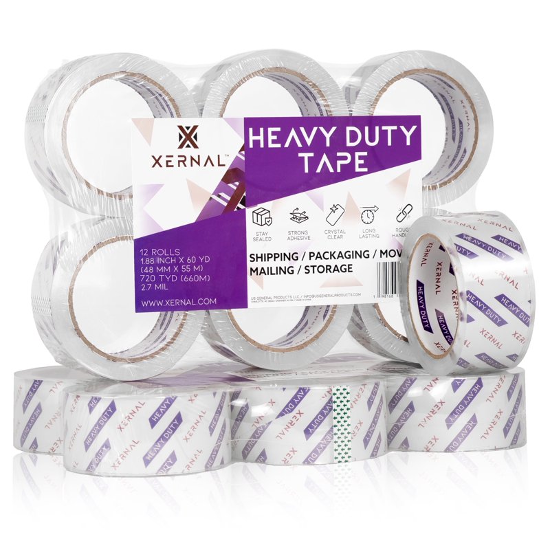 Heavy Duty Packing Tape - Clear Industrial-Strength Adhesive Rolls, 720 Yards