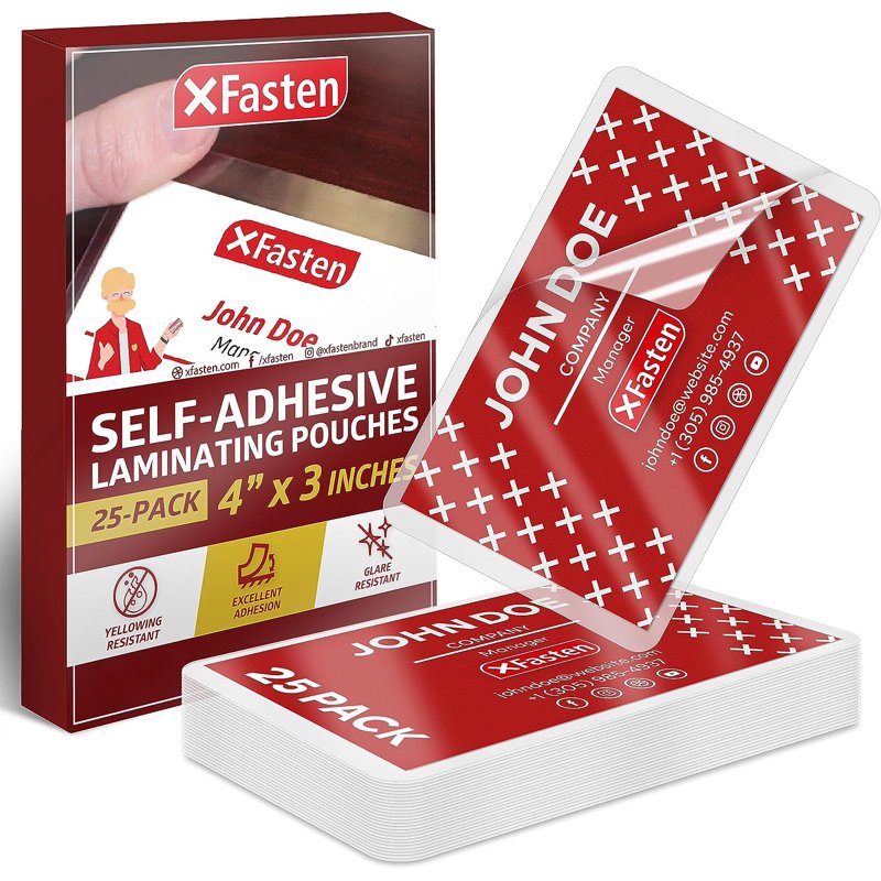 Business Card Laminating Pouches 4 x 3 Inches Pack of 25 Clear Glossy Protectors