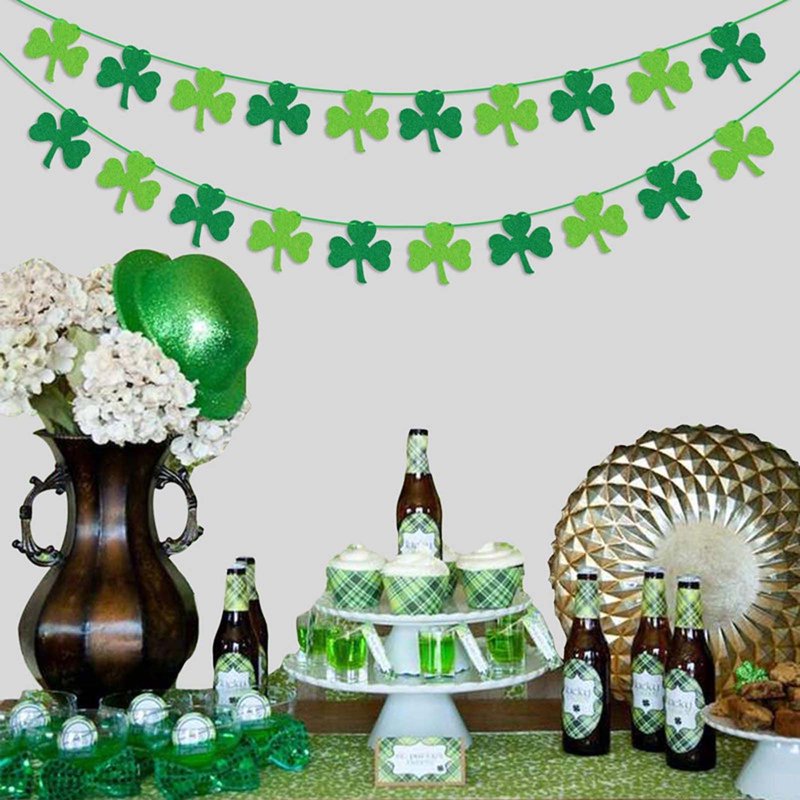 St Patrick's Day Decorations Shamrock Garland Banner for Irish Party Supplies
