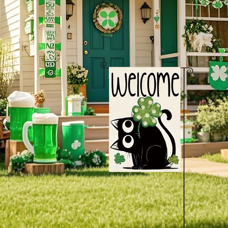 St. Patrick's Day Garden Flag Double Sided Outdoor Flag Lucky Shamrocks