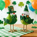 St Patrick's Day Bird Decorations Fabric Figurine with Leprechaun Hats and Shamrocks