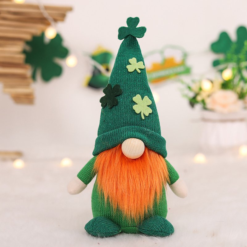 St Patrick's Day Gnome Decorations - Plush Lucky Green Shamrock Home Decor
