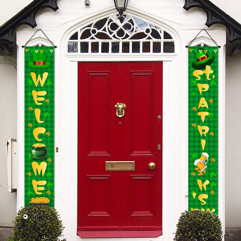 St Patrick's Day Porch Sign Green Welcome Door Banner Outdoor Indoor Decor