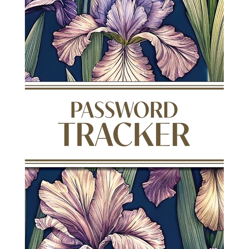Large Print Password Tracker Logbook - 8x10 Inches, 450+ Entries, Purple Irises