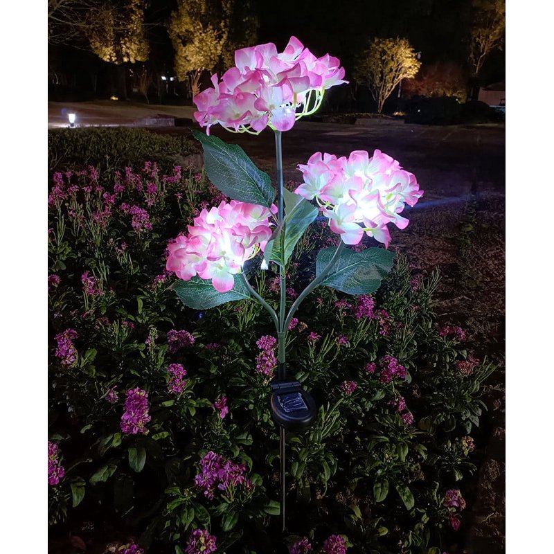 Solar Garden Stake Lights Hydrangea Flower Design Outdoor LED Pathway Lights for Patio Lawn Yard Decor