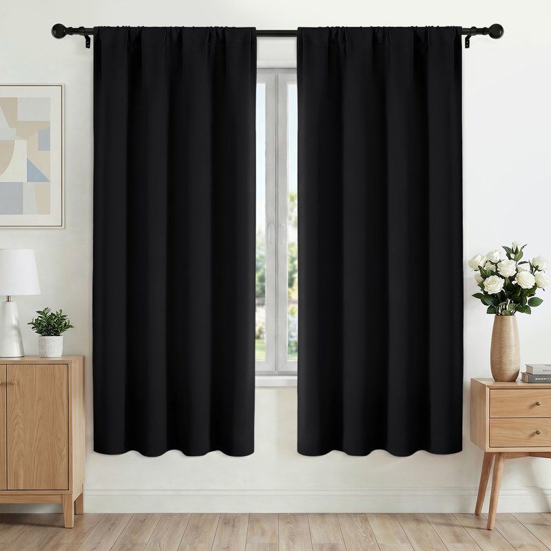 Blackout Curtains 42W x 72L Inches - Room Darkening Window Drapes with Light Blocking Thermal Insulation - 2 Panels