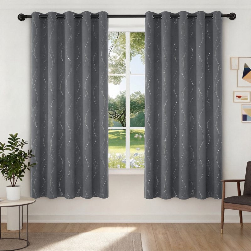 Blackout Curtains for Bedroom - Thermal Insulated Room Darkening Drapes, Noise Reducing Window Panels, Set of 2