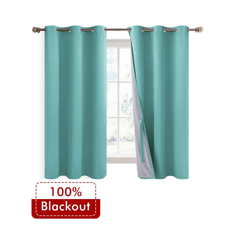 Blackout Curtain Set 2 Panels Thermal Insulated Grommet Drapes for Bedroom & Living Room