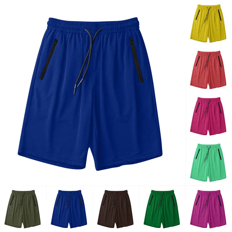 Men's Athletic Shorts with Drawstring Waist and Zipper Pockets - Breathable Mesh Running and Basketball Shorts, Plus Size
