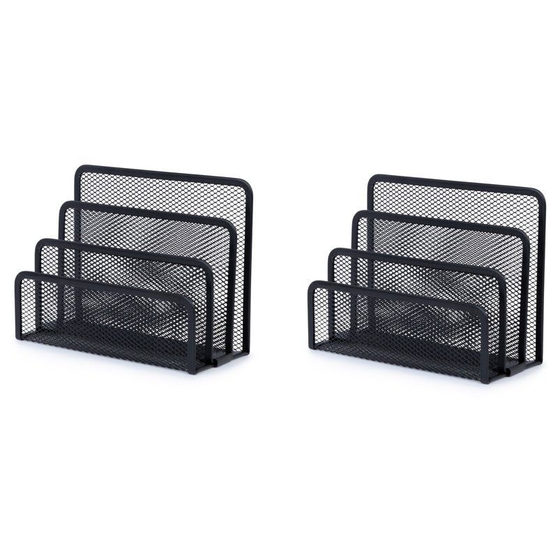 Desk Mail Organizer with 3 Mesh Slots for Office Documents and Folders