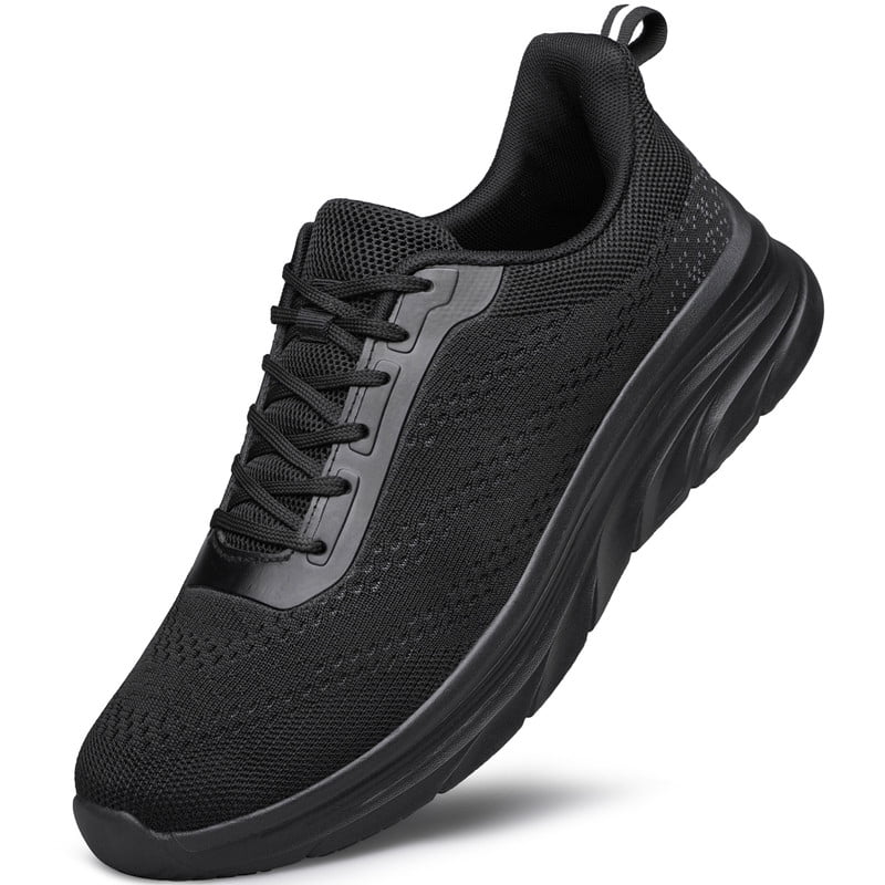 Men's Lightweight Breathable Running Sneakers All Black Size 7.5