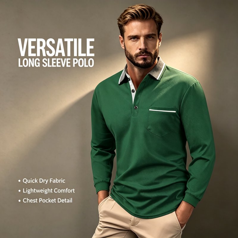 Men's Quick Dry Golf Polo Shirt Business Casual Collared Tee