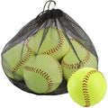 Practice Softballs Set - 12 Inch Official Size Leather Cover Training Balls for Youth and Beginners