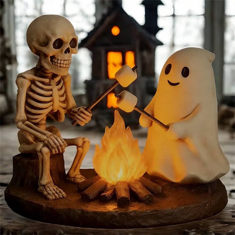 Halloween 3D Ghost Night Light Flickering Campfire Decor Lantern