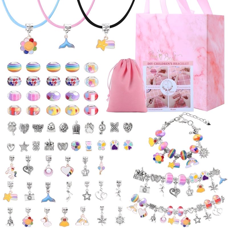 DIY Charm Bracelet Making Kit for Girls with Beads & Charms
