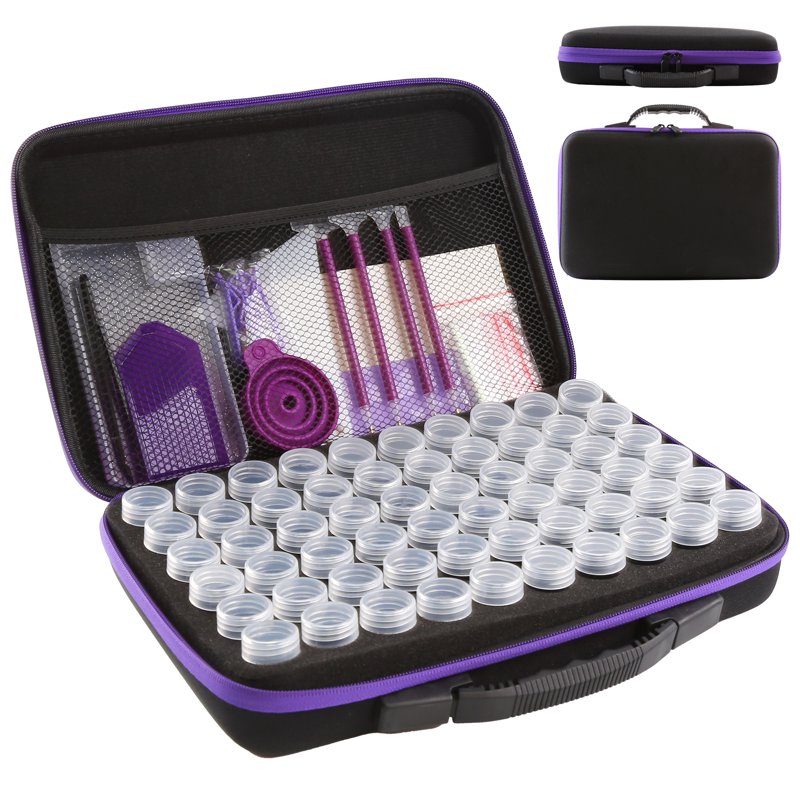 Diamond Art Storage Organizer Case with 60 Compartments and Craft Accessories