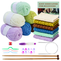 Beginner Knitting Kit for 6 Patterns with Yarn Needles & Accessories