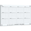 Magnetic Glass Whiteboard Calendar 24x36 Inch Wall Planner Dry Erase Board
