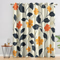 Botanical Blackout Curtains with Floral Leaf Pattern - Pack of 2, Multiple Sizes