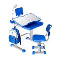 Kids Study Desk and Chair Set with Adjustable Height, LED Lamp, Tilt Desktop, Storage Drawer