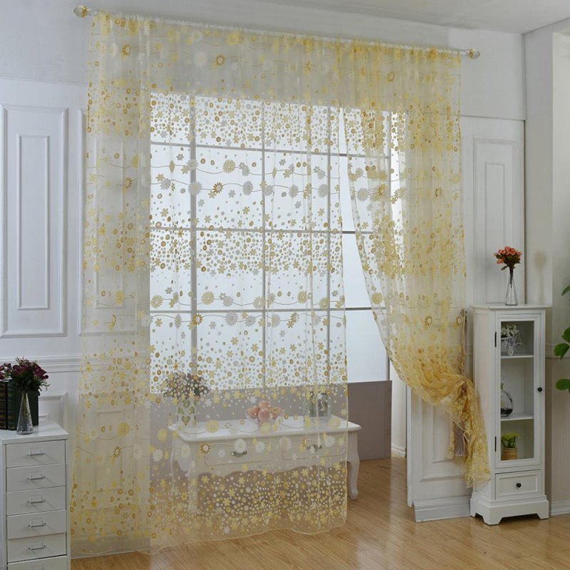 Bohemian Floral Sheer Curtains for Living Room & Bedroom - Farmhouse Window Drapes