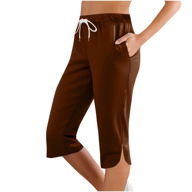 Women's Yoga Capris with Pockets - Summer Cropped Leggings for Outdoor and Active Wear