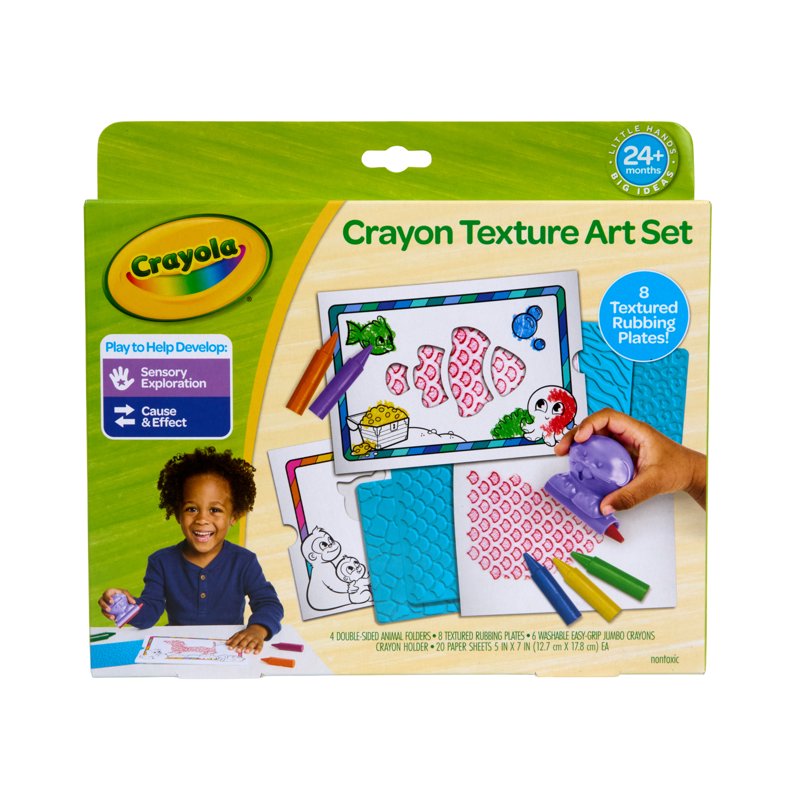Kids Texture Art Kit with Jumbo Crayons & Rubbing Plates - Toddler Creative Set