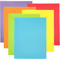 Heavy Duty Plastic Pocket Folders - 6 Pack Rainbow Colors, Reinforced Edges