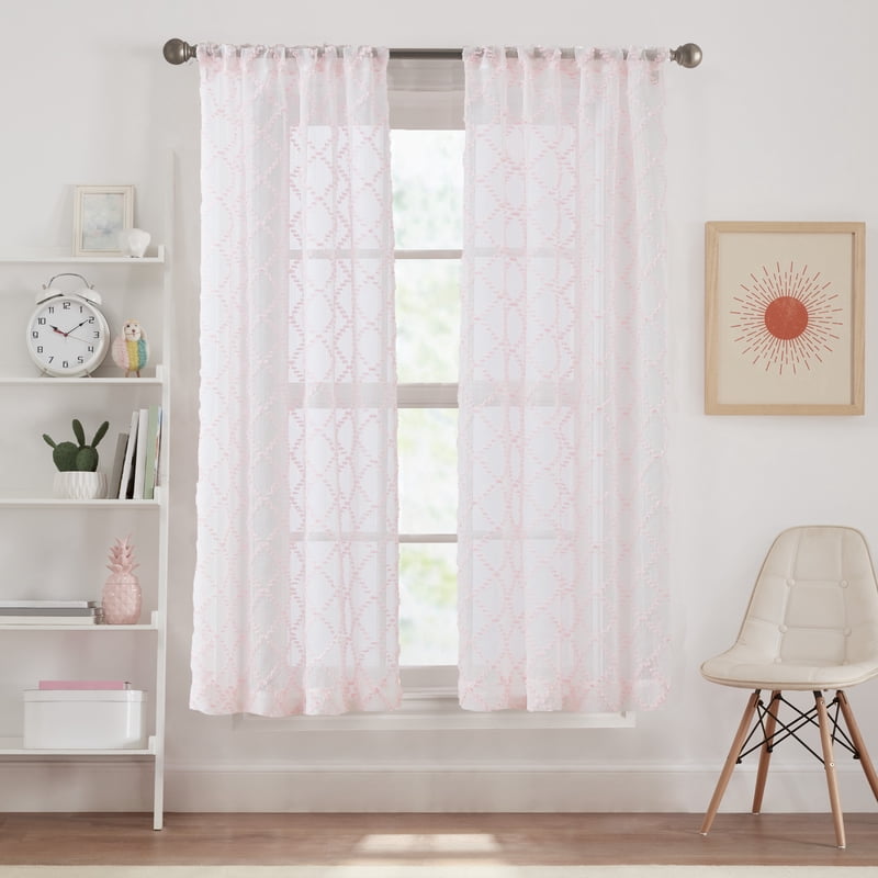 Kids Room Sheer Curtain Panel with Diamond Pattern - Multiple Sizes & Styles