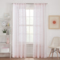 Pink Sheer Window Curtain Panel with Diamond Clip Pattern, 38 x 95 Inches