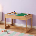 Kids Activity Table with Reversible Chalkboard and Building Block Storage - Natural Finish