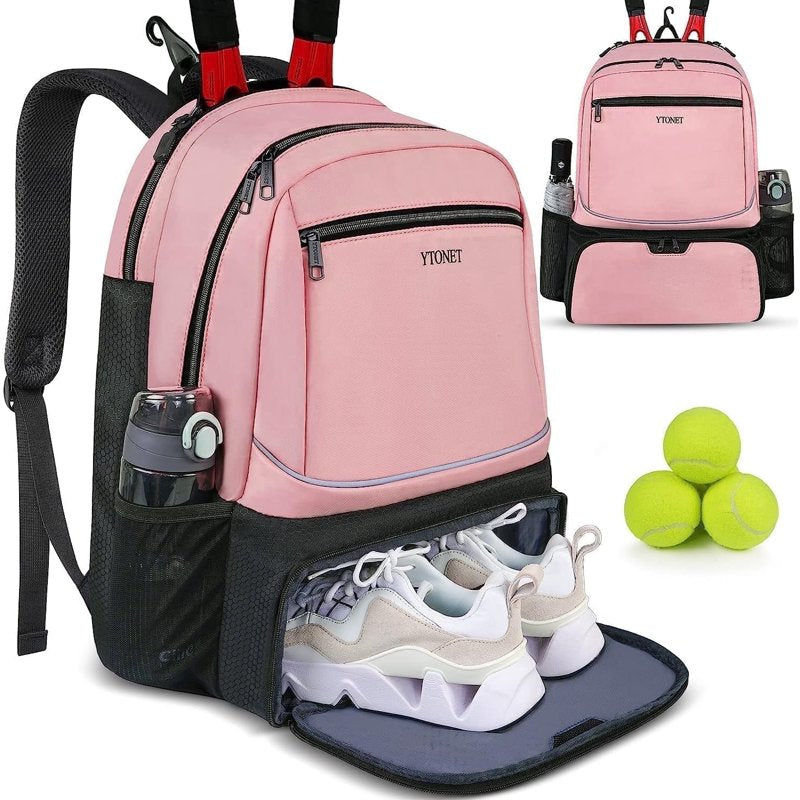 Tennis Backpack with Insulated Pocket & Shoe Compartment - Pink