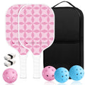 Variation of THIS listing: Adult Yuzhilink 2x Fiberglass Pickleball Paddles Set with Balls, Grips & Carry Bag - Pink
