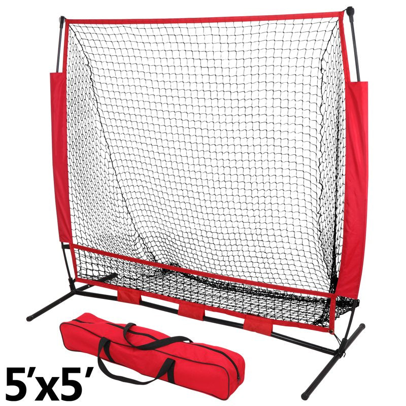Portable Baseball Practice Net 5x5FT with Carry Bag for Softball & Batting Training