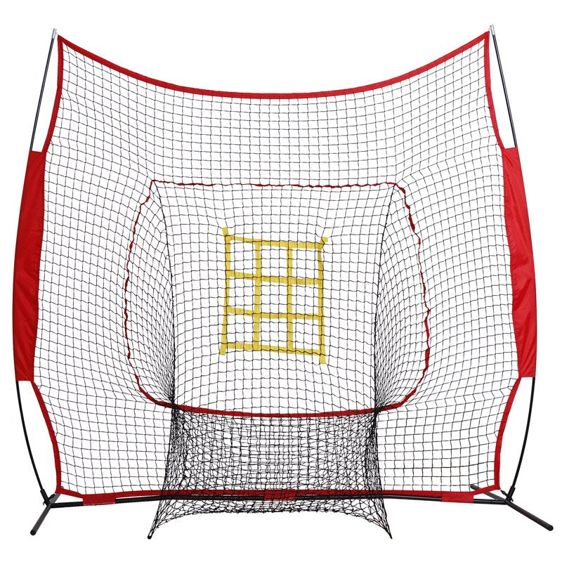 7 x 7 Ft Baseball Practice Net with Strike Zone Grid and Carrying Bag