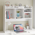 Desktop Bookshelf Storage Hutch with 4 Shelves - White Wood Frame Space Saver