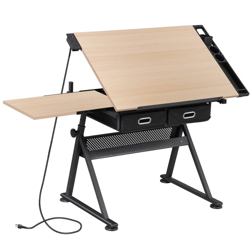 Adjustable Drafting Table Art Desk with Steel and Wood Construction - Multiple Colors