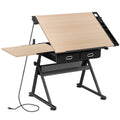 Adjustable Drafting Table Art Desk with Steel and Wood Construction - Multiple Colors