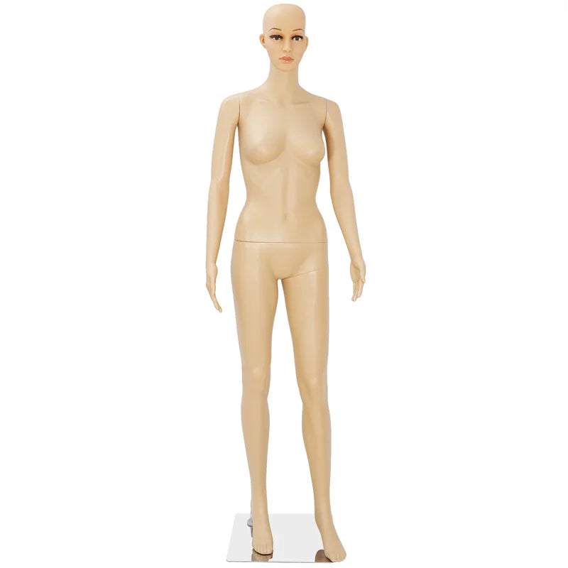 Female Mannequin Full Body Dress Form with Adjustable Head and Metal Base - 69 Inches