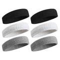 Moisture-Wicking Sports Headbands 6-Pack for Men & Women - Athletic Cotton & Spandex
