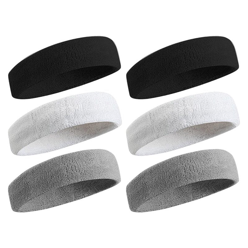 Moisture-Wicking Sports Headbands 6-Pack for Men & Women - Athletic Cotton & Spandex