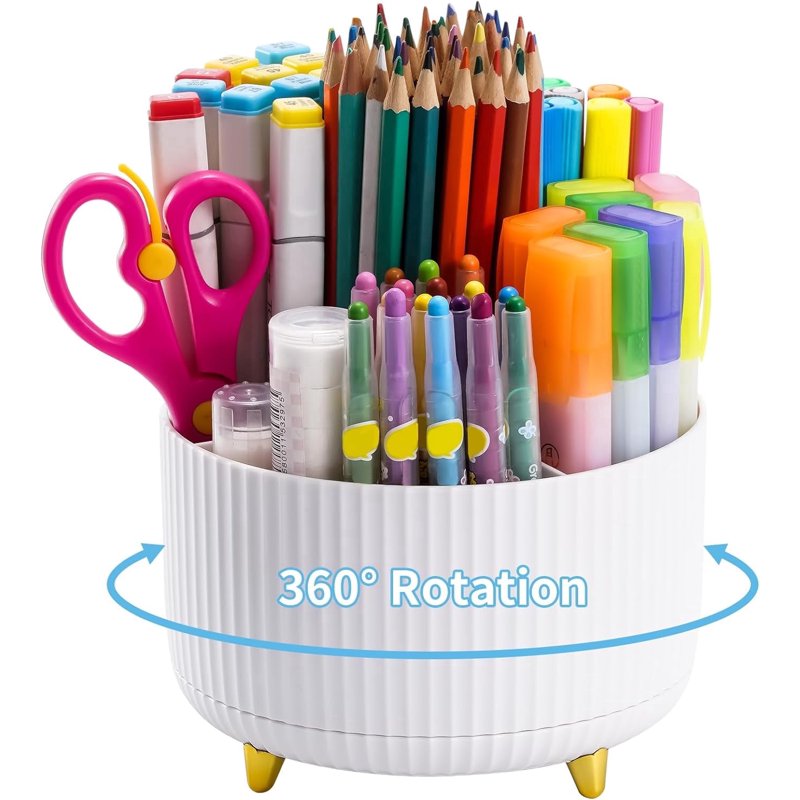 360° Rotating Desk Organizer with 5 Large Compartments for Office & Home