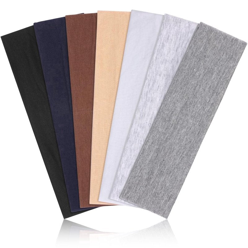 Non-Slip Cotton Headbands for Women - 7 Pack, Sports & Workout Hairbands