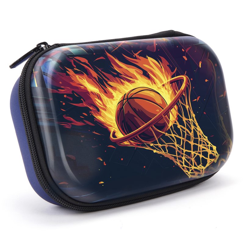 Large Capacity 3D Lenticular Pencil Box for Boys - Basketball Design, School Supplies Organizer