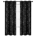 Blackout Thermal Insulated Curtains - Room Darkening Drapes with Tree Branch Pattern