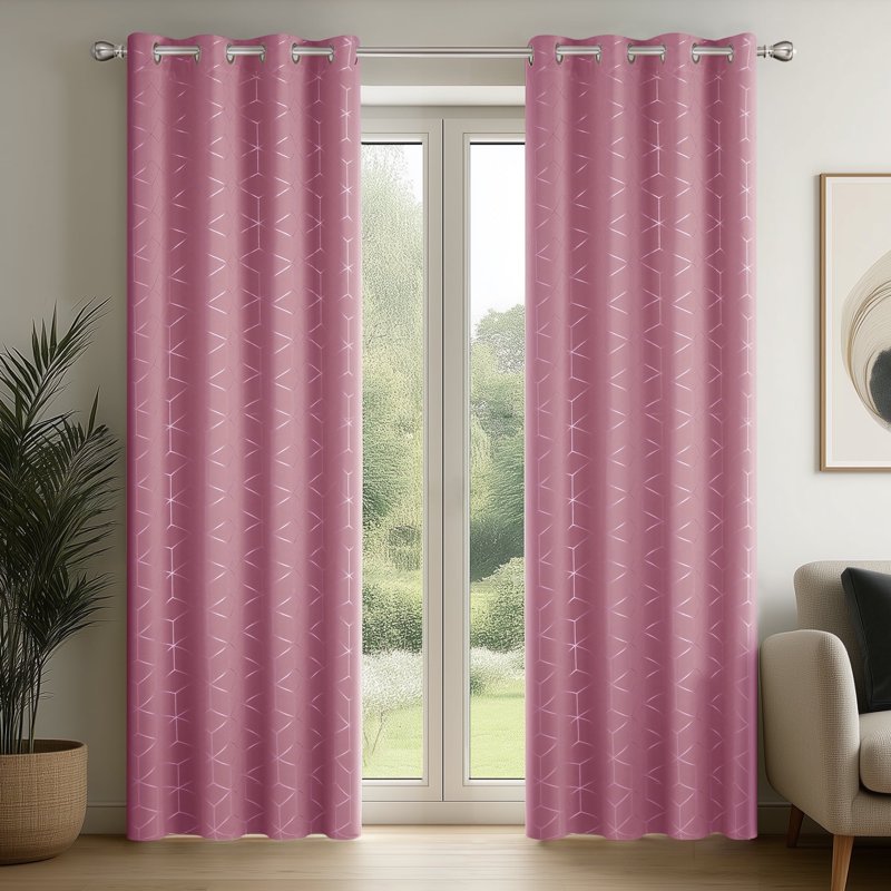 Blackout Curtains for Bedroom Light Pink 52x95 Inch Modern Geometric Drapes