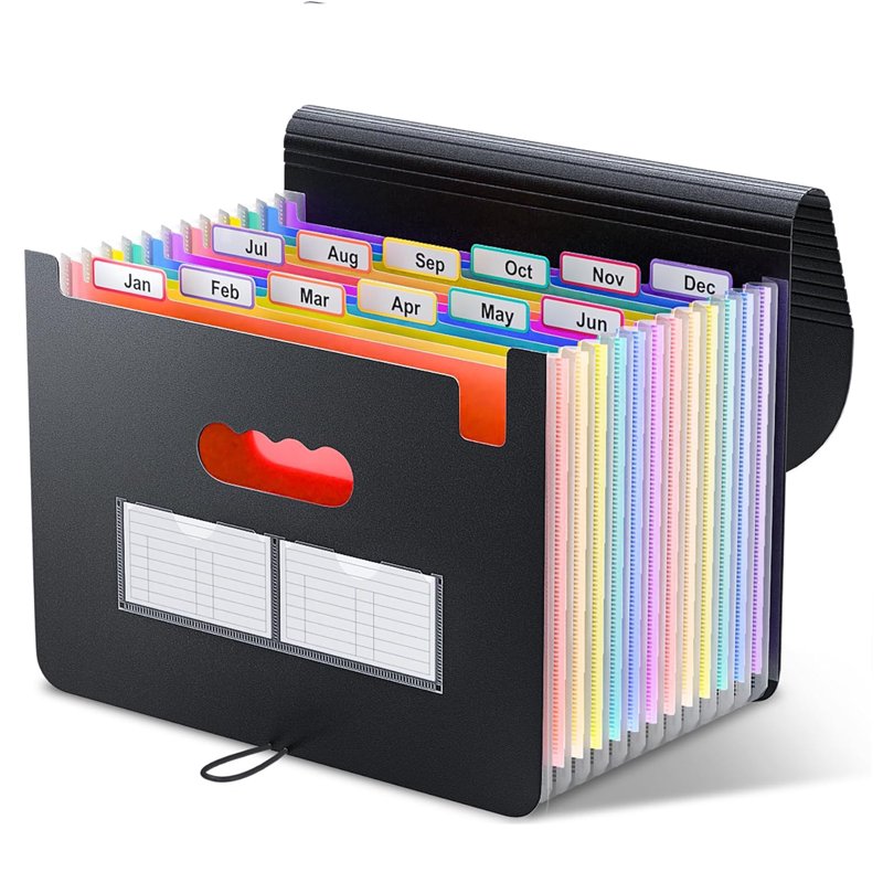 12-Pocket Expanding File Folder - Office Document Organizer, A4 & Letter Size